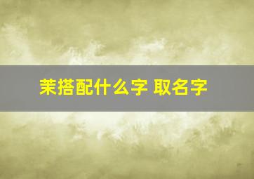 茉搭配什么字 取名字